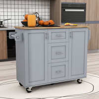 Ithiel Kitchen Island with 3 Storage Drawer and 2 Shelves by Red Barrel Studio