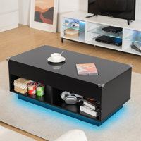 Kheira Lift Top Coffee Table with RGB LED Light Strip by Wrought Studio