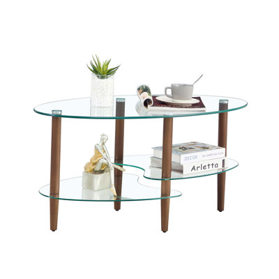 Xamiera 4 Legs Oval Coffee Table with Storage by Wrought Studio
