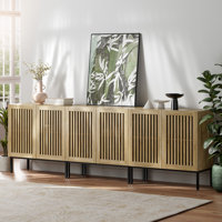 Modern Buffet 90 Inch, 3 In 1 Entertainment Center Tv Console With Storage Cabinets And Metal Base by Latitude Run