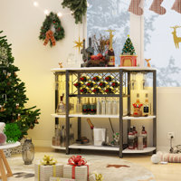 Minjae 47.5" Wine Bottle & Glass Rack, Bar Cabinet with LED Lights by Ebern Designs