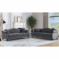 Krislyn 2 - Piece Upholstered Tufted 3 Seater Chesterfield Sofa Set by Rosdorf Park