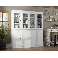 Lodman Palace Imports 100% Solid Wood Pantry China Cabinet, Raised Panel & Clear Glass Doors, Adjustable Shelves, 65" Wide, 71.5" Tall by Hokku Designs