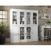Jango 100% Solid Wood 65" Pantry Cabinet with Clear Glass, Solid Doors and Adjustable Shelves by Hokku Designs