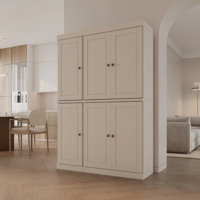 Nicu Palace Imports 100% Solid Wood Pantry Cabinet with Raised Panel Doors, Adjustable Shelves, 48.5" Wide, 71.5" Tall by Wildon Home