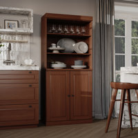 Birce 100% Solid Wood 32" Pantry Cabinet with Solid Doors, 2-Drawers and Adjustable Shelves by Red Barrel Studio