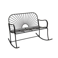XBrand Outdoor Iron Glider Rocking Bench, Weather-Resistant Patio Glider Rocking Chair with Sun-Pattern Backrest, Heavy-Duty Porch Garden Seating for by Latitude Run