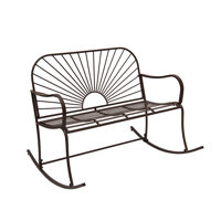 XBrand Outdoor Iron Glider Rocking Bench, Weather-Resistant Patio Glider Rocking Chair with Sun-Pattern Backrest, Heavy-Duty Porch Garden Seating for by Latitude Run