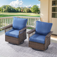 Blathnaid Wicker Outdoor Patio Swivel Glider Rocker Chair with Cushions by Latitude Run