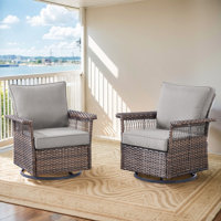 Blathnaid Wicker Outdoor Patio Swivel Glider Rocker Chair with Cushions by Latitude Run