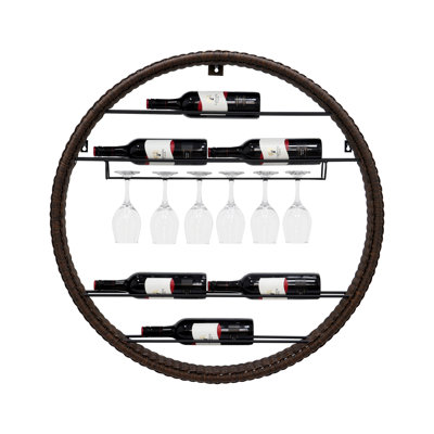 Erumiseh Wall Mounted Wine Bottle & Glass Rack in Brown by Gracie Oaks