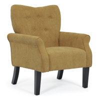 Meruert Upholstered Armchair, Button Tufted Accent Chair Single Sofa with Wood Legs for Living Room by Red Barrel Studio