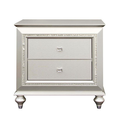 Karmila Nightstand, Bed Side Table With Crystal-like Sparkling Trim, Accent Table by House of Hampton