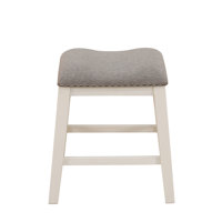 Nikolos White Oak and Grey Linen Cushion Counter Stool