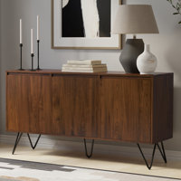 Hunter 60"W Solid Wood Industrial Contemporary 3-Door Sideboard Buffet with Adjustable Shelves by Simpli Home