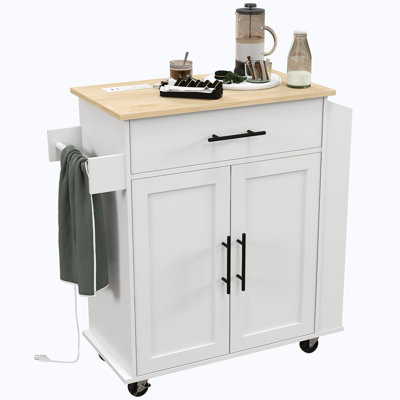Sicilee Kitchen Cart with Manufactured Wood Top by Winston Porter