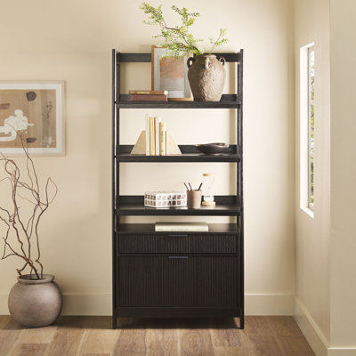 Jorah Reeded Bookcase with Lower 2-Drawer Storage