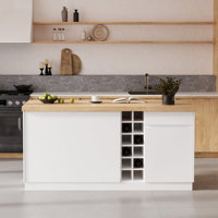 Fosenbauer Kitchen Island with Storage and Seating Space,Island Table with Wine Rack (Without Bar Stools) by 17 Stories