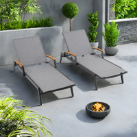 Outdoor Powder Coated Aluminum Chaise Lounge Chairs Set With Phifertex Sling Fabric by Peak Home Furnishings