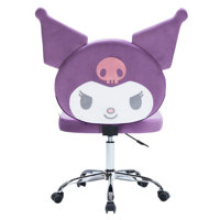 Kuromi Armless Swivel Cute Desk Chair for Bedroom, Velvet Makeup Vanity Chair with Back