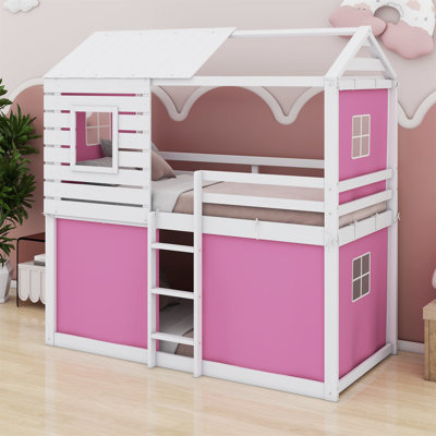 Yaraghi Bunk Wood House Bed with Tent by Harper Orchard
