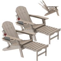 HDPE Folding And Adjustable Adirondack Chair With Ottoman by Rosecliff Heights