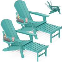 HDPE Folding And Adjustable Adirondack Chair With Ottoman by Rosecliff Heights