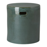 ROUND STOOL, GREEN KELP 16X16.5"H by 17 Stories