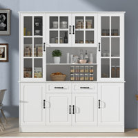 71‘Kitchen Pantry Storage Cabinet, White(63"l X 71"h X 16"w) by Ebern Designs