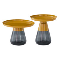 Aristotele Glass and Iron Round Nesting Tables by Mercer41