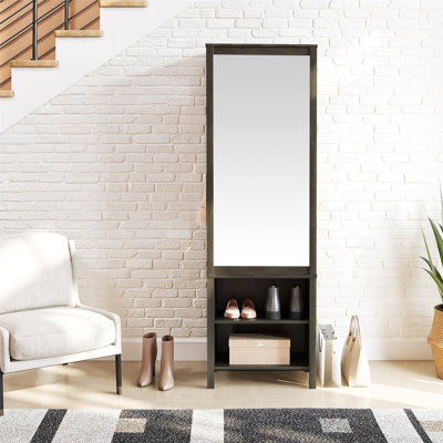 Shenorock Wardrobe with Mirror, Black Oak by Winston Porter