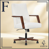Finch Neo One Mid Back Office Chair, Soft Velvet, Medium Cushion Seat, Padded Wooden Armrests by Finch