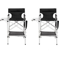 Frame Folding Directors Chair With Side Table(2 Pack)