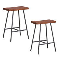 17 Stories Set Of 2 Industrial Saddle Stool Counter Height Bar Stool Dining Pub Chair W/ Metal Frame by 17 Stories