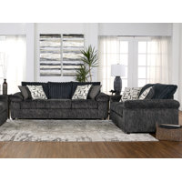 Oliwier Wide Wale Corduroy Sofa and Loveseat Set, Charcoal