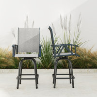 Arkayla 23.6"W PVC-coated polyester Swivel Patio Counter Stools by Lark Manor