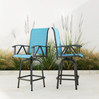Arkayla 23.6"W PVC-coated polyester Swivel Patio Counter Stools by Lark Manor