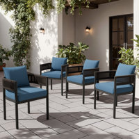 Alexandria Outdoor Dining Chairs With Cushions Set Of 4 by Joss & Main