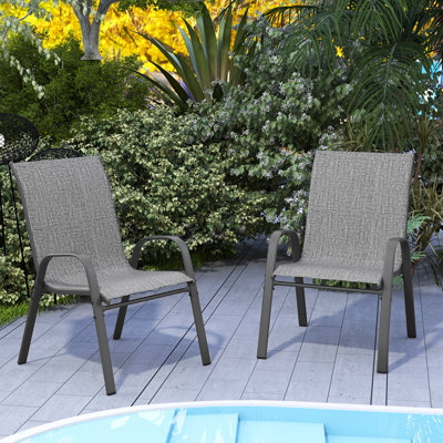 Outdoor Patio Dining Armchair Sets Of 2, Patio Stackable Chairs by Ebern Designs