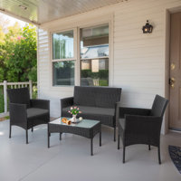 Shena 4 Person Patio Outdoor Seating Group with Cushions by Winston Porter