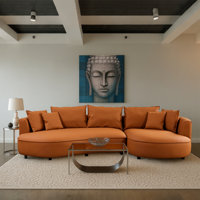 Lakera Modern Faux Leather Sectional Curved Sofa Couch for Living Room,Upholstered Eco-leather Couch,Leather Sectional