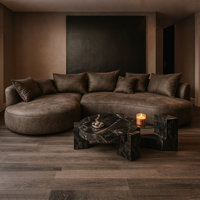 Lakera Modern Faux Leather Sectional Curved Sofa Couch for Living Room,Upholstered Eco-leather Couch,Leather Sectional by Orren Ellis