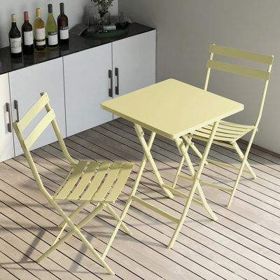3 Piece Patio Bistro Set Of Foldable Square Table And Chairs by Ebern Designs