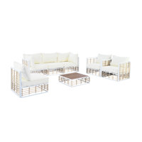 Modern Minimalist 7-Piece Metal Patio Sectional Sofa Set, All-Weather Garden Conversational Furniture Set With Thick Cushions And Coffee Table For Ind by Latitude Run