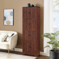 Jarmericus Tall Storage Cabinet with 8 Doors and 4 Shelves, Wall Storage Cabinet for Living Room, Kitchen, Office, Bedroom, Bathroom by Red Barrel Studio