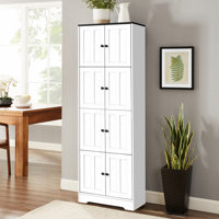 Jarmericus Tall Storage Cabinet with 8 Doors and 4 Shelves, Wall Storage Cabinet for Living Room, Kitchen, Office, Bedroom, Bathroom by Red Barrel Studio