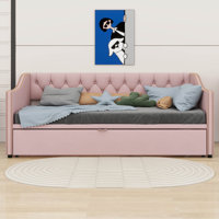 Twin Size Upholstered Daybed With Pop Up Trundle by Red Barrel Studio