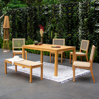 Seras 6 - Person Teak Outdoor Dining Set with Wicker by Birch Lane