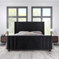 Tole Velvet Upholstered Platform Bed with Vertical Channel Tufted Headboard by Latitude Run