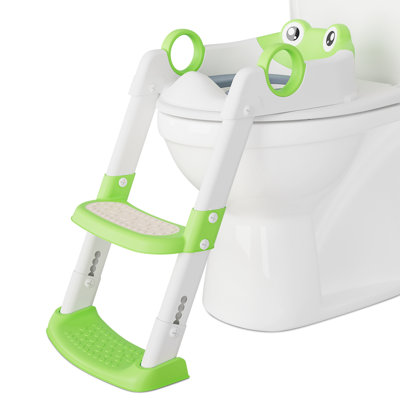 Potty Training Seat, with Step Stool Ladder for Toddlers, Anti-Slip Safe Pads Adjustable Height Legs by Wrought Studio